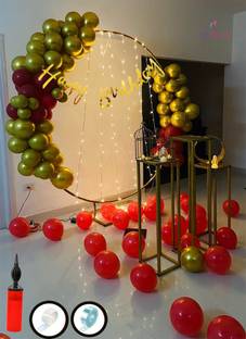 UniBash Metallic Balloons Birthday LED Fairy Light with Glue Arch Roll and Balloon Pump