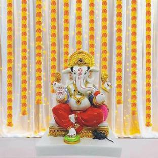 PARTY MIDLINKERZ Solid Mix Multi Marigold Flower Backdrop-12Pcs for Pooja/Birthday/Diwali Decorations Balloon