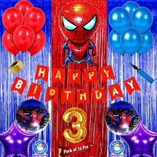 Shopperskart 3rd Happy birthday Spiderman theme combo kit pack for party decorations
