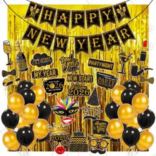ZYOZI Happy New Year Party Decorations Supplies,New Year Decorations Set - Set of 56