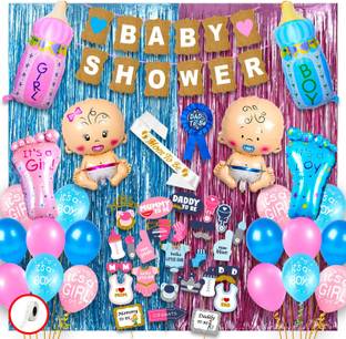 Party Propz Baby Shower Decoration Items Set - 92 Pcs Kit Baby Shower Combo