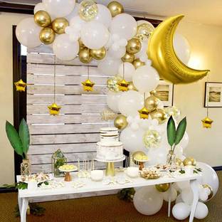SOI Gold and White Balloons for Baby Shower Party Decoration Welcome Home