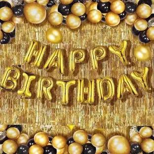 PARTY MIDLINKERZ Happy Birthday Balloons Party Decoration Kit items 46Pcs combo set decor for HBD