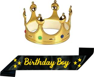 Unique Creations Birthday Boy Black Sash & Gold King Crown