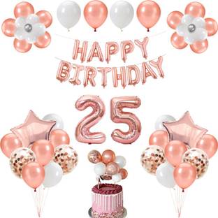 FLICK IN 25th Birthday Decorations for Girls Balloon Cake Topper Number Foil 25 Rose Gold