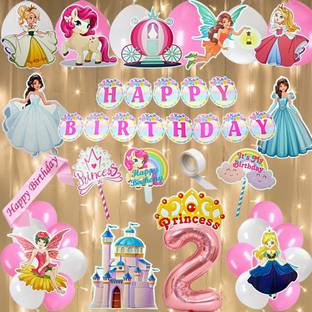 FLICK IN Happy 2nd Birthday Decoration Kit Sash Led Light Princess Birthday Decoration