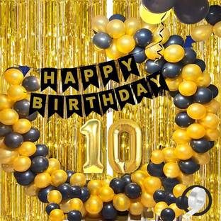 groovy dudz 10TH Happy Birthday Banner Decoration Kit - 56Pcs Set