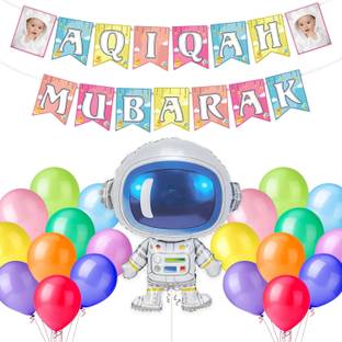Rozi Decoration Aqiqah Ceremony Decoration Kit with Astronaut Foil Balloons