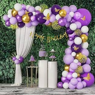 groovy dudz Purple , White & Gold butterfly theme happy birthday DIY kit - 83pcs