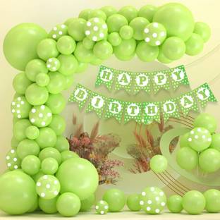 Rozi Decoration Green Theme Happy Birthday Decoration Items