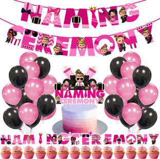 ZYOZI 41 Pcs - Girl Boss Baby Theme Naming Ceremony Party Decoration Kit - Colour Pink