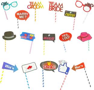 FLICK IN 16 Pcs Bachelorette Party Props Wedding Props Team Groom Team Bride Decoration