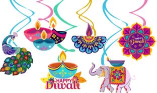 ZYOZI Diwali Decorations Kit Deepavali Hanging 6 Pcs Swirls Festival of Lights Party