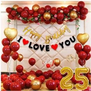 Dinipropz 25th Birthday Decoration Items Combo Set For Girls Boys Men Women