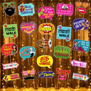 ZYOZI Haldi Props for Bride and Family - Bride to Be Props & Rice Light (Pack of 28)