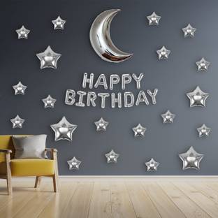 FOOGAA "Moon & Star Balloons, Foil Birthday Decoration - 10 pcs"
