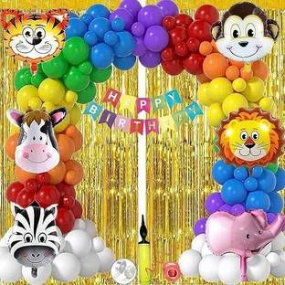 groovy dudz 2nd Jungle Birthday Decoration Items For Boys -41 Pcs Jungle