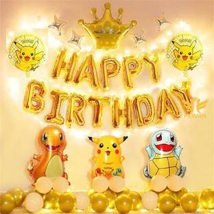 Shmaya Crown pokemon pikachu theme birthday combo-pack of 60