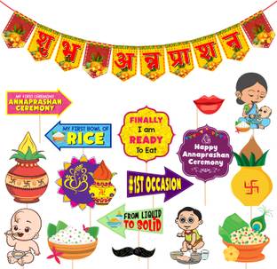 ZYOZI Annaprashan Photo Booth Props with Shubh Annaprashan Banner