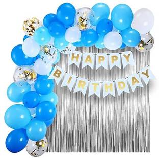 groovy dudz White Birthday Banner Party Decorations Kit