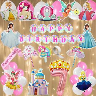FLICK IN Happy 7th Birthday Decoration Kit Sash Led Light Princess Birthday Decoration