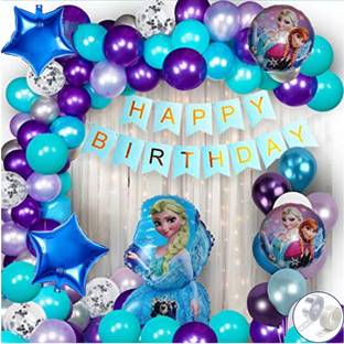 Anita Enterprises Adorable Frozen Theme Birthday Decoration Kit for Girls - Elsa Theme Decorations