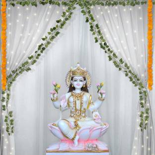 Fun and Flex Diwali Laxmi Pooja/Navratri Decoration With Light Net and Artificial Flowers