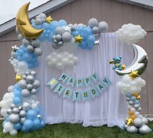 Shmaya 69 Pc White Net Pastel Balloons with Lights for Birthday . Cabana Party,