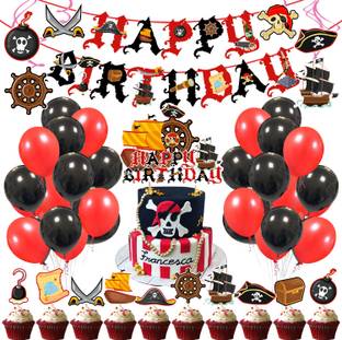ZYOZI Pirate Birthday Party Decoration Happy Birthday Pirate Theme Party Set of 37 PCS