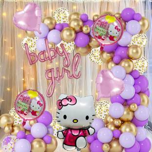TOYXE 41682 Baby Girl Birthday Decoration Hello Kitty Theme