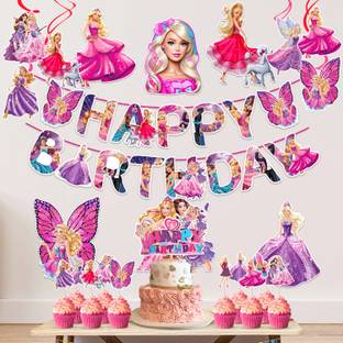 ZYOZI Barby Princess Theme Birthday Decorations-Banner,Cardstock Cutout (Pack Of 24)