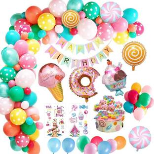 Party Propz Donut Balloon for Birthday Combo Kit - 75Pcs Set - Pastel Balloons for Birthday/ 1st Birthday Decoration for Boys Girls / Birthday Decoration for Kids / kids Birthday Decoration Items