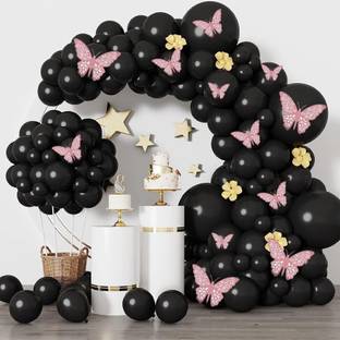 PopTheParty Birthday Party Decoration with Balloons Wall Decoration Butterfly Set of 64