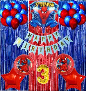groovy dudz Spiderman Theme Foil Balloon Birthday Decoration 3rd Birthday decoration