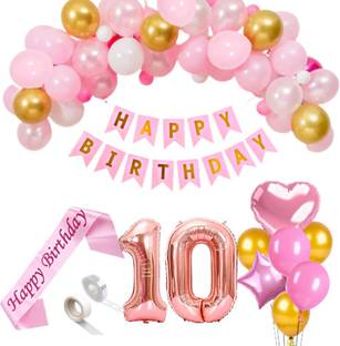 FLICK IN 10th Birthday Decoration for Girls Number 10 Foil Birthday Sash Princess Party