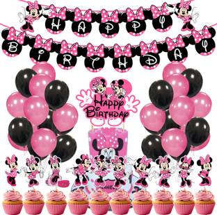 ZYOZI Minnie Mouse Party Decoration Set, Minnie Mouse Themed Party Kit For Girls'