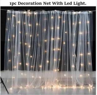 Fun and Flex Decoration tulle white net Curtain cloth with Led Light for Backdrop