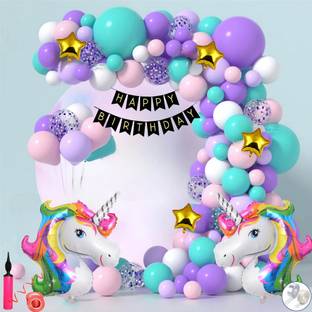 Anita Enterprises Adorable Large Unicorn Theme Birthday Decoration Combo Kit for Girls