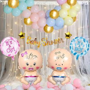 party assets Baby Shower Decoration Banner Balloons Backdrop Net Curtain