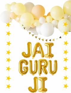 Naveen Decoration Jai Guru Ji foil Balloon and Paper Stars