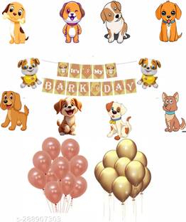 Naveen Its my Bark Day Dog Theme Balloon Decoration Kit with Dog Foil Balloons Banner