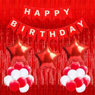 Rozi Decoration Red Theme Happy Birthday Decorations for Girls, Boys, Adults Birthday Party