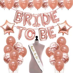 PARTY MIDLINKERZ Solid Bride to Be Decoration Set Combo for husband,wife Balloon