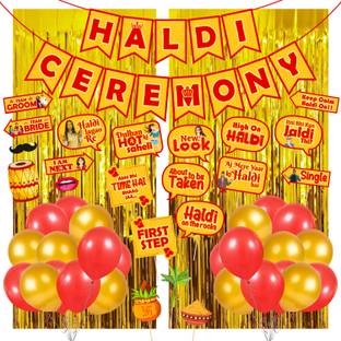 ZYOZI Haldi Props for Photoshoot,Haldi Decoration for Wedding,Haldi Ceremony Banner