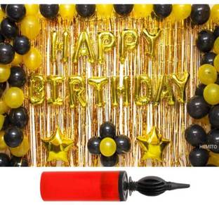 Crafty villa Printed Happy Birthday Golden Foil Balloon Pack of 75