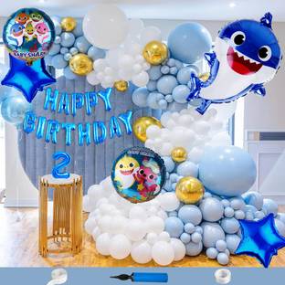 Crazykart Baby Shark Theme Second 2nd Birthday Decoration Kit For Boys Party Decoration