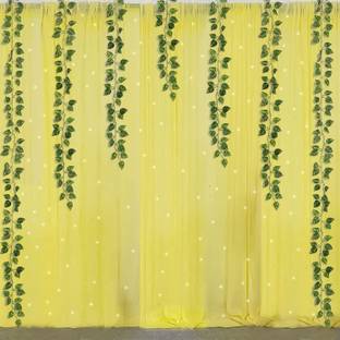 Fun and Flex Tulle Yellow Net Haldi Items for Marriage/Diwali/Room Decorations with Leaves