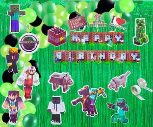 FLICK IN 70 Pcs Minecraft Birthday Party Theme Decorations with Cake Topper