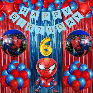 groovy dudz 6th Spiderman Theme Birthday Decoration Items Kit for Boys