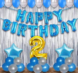 Party Propz 2nd Birthday Decorations Kit For Baby Boy - 56Pcs Second Birthday Decorations Kit With Two Sweet Decoration - 2nd Birthday Party Decorations, Birthday Decorations kit for Boys 2nd Birthday / Blue Theme Decorations For Birthday